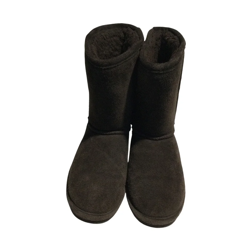 Bearpaw Unisex Chocolate Brown Suede Sheepskin Lined Boots Size US 7/8 EU 40